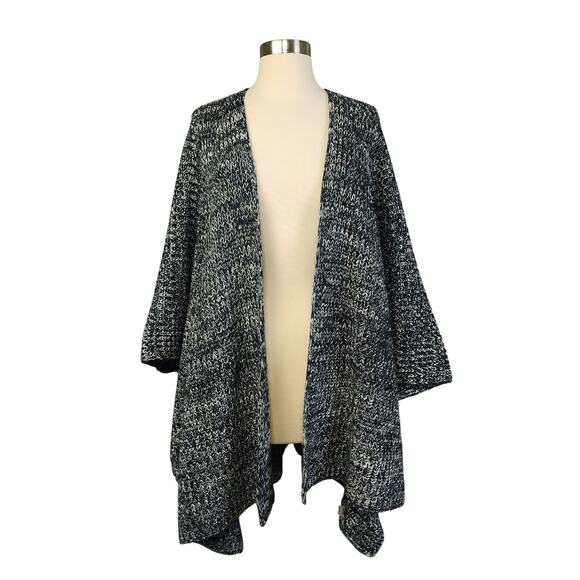 Soft Surroundings Womens Chunky Knit Kimono Cardigan One Size Black White Layer - Picture 1 of 8